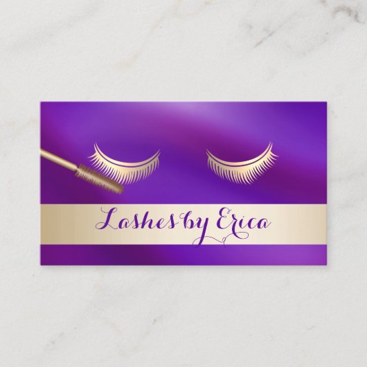 Eyelash Extensions Makeup Artiest Gold en Paars Visitekaartje (Voorkant)