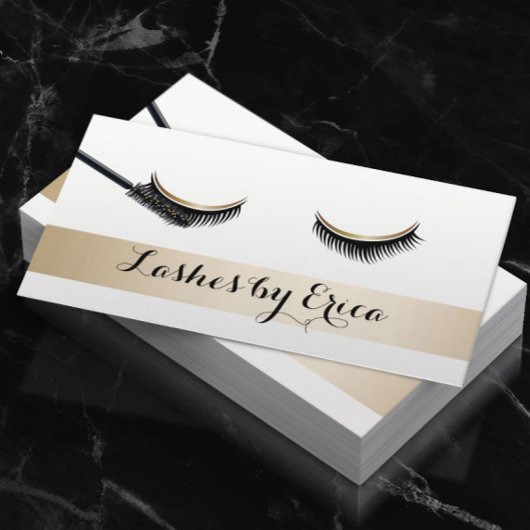 Eyelash Extensions Makeup Artiest Gold Stripe Visitekaartje