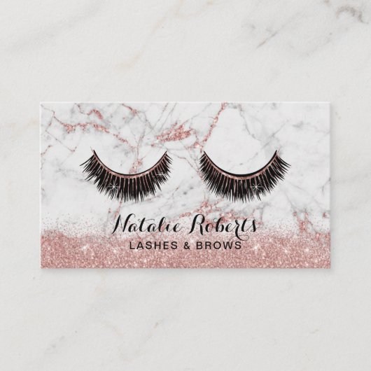 Eyelash Extensions Makeup Artiest Roos Gold Marble Afsprakenkaartje (Voorkant)