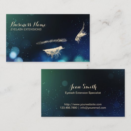 Eyelash Extensions Moderne Sparkle Lights Elegant Visitekaartje (Voorkant / Achterkant)
