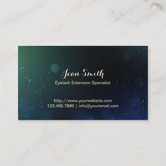 Eyelash Extensions Moderne Sparkle Lights Elegant Visitekaartje (Achterkant)