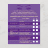 Eyelash Extensions Paars & Gold Liability Waiver Flyer (Voorkant)
