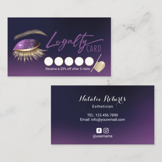 Eyelash Extensions Paars Lash Salon Loyalty (Voorkant / Achterkant)