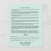 Eyelash Extensions Pastel Mint Liability Waiver Flyer (Achterkant)