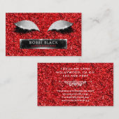 Eyelash Extensions Red Silver Glitter Glam Makeup Visitekaartje (Voorkant / Achterkant)