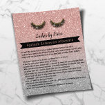 Eyelash Extensions Roos Gold Aftercare Instruction Flyer<br><div class="desc">Lashes Makeup Artist Natercare Instruction Roos Gold Glitter Flyers.</div>