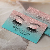 Eyelash Extensions Roos Gold en Blauwgroen Glitter Visitekaartje