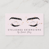 Eyelash Extensions Salon Faux Folie Stars Roze Visitekaartje (Voorkant)