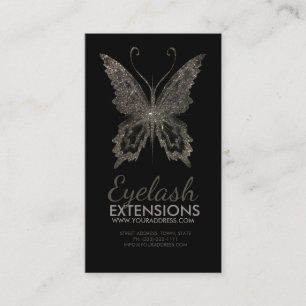 Eyelash Extensions Shimmering Butterfly Black Card Visitekaartje