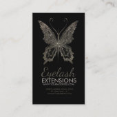 Eyelash Extensions Shimmering Butterfly Black Card Visitekaartje (Voorkant)