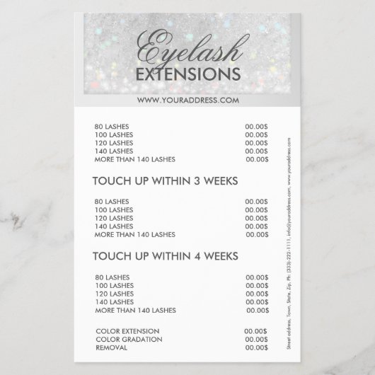 Eyelash Extensions Snow Glitter Star-prijslijst Flyer (Voorkant)