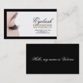 Eyelash Extensions zwarte rand Eenvoudige witte ka Visitekaartje (Voorkant / Achterkant)