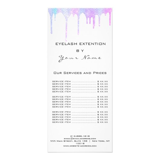 Eyelash Hair Pink Holograaf met merkprijs Reclamekaart (Achterkant)