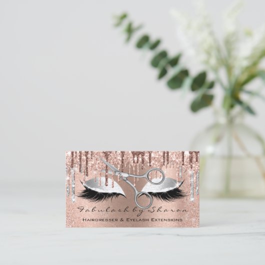 Eyelash Hairdresser Stylist Roos Silver Visitekaartje (Staand voorkant)