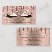 Eyelash Hairdresser Stylist Scissors Roos Glitter Visitekaartje (Voorkant / Achterkant)