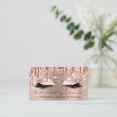 Eyelash Hairdresser Stylist Scissors Roos Glitter Visitekaartje (Staand voorkant)