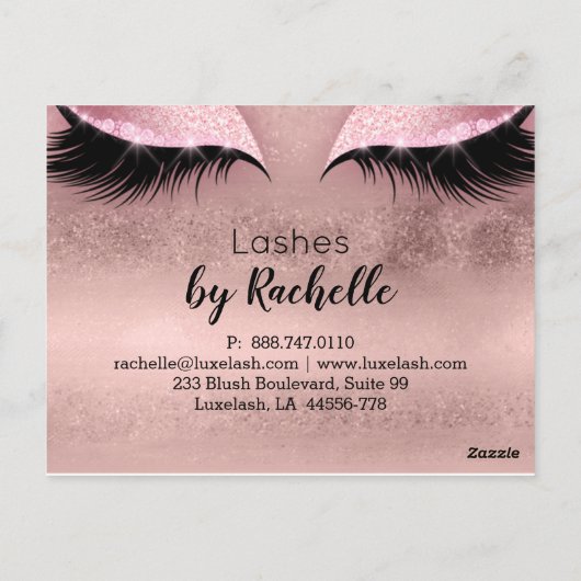 Eyelash Lashes Makeup Blush Pink Briefkaart (Achterkant)