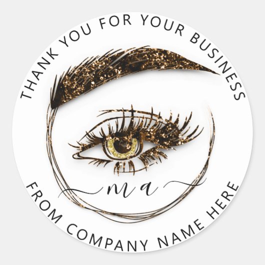 Eyelash-Logo Holograaf bedankt bruin Glitter Ronde Sticker (Voorkant)