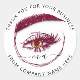 Eyelash-Logo Holograaf bedankt Glitter Burgundy Ronde Sticker