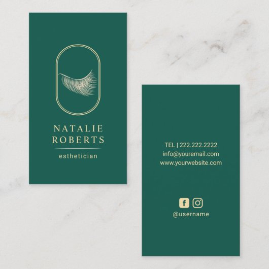 Eyelash Logo Makeup Artist Estheticus Blauwgroen G Visitekaartje (Voorkant / Achterkant)
