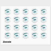 Eyelash Logo naam Holograaf Dank Blauw Glitter Ronde Sticker (Vel)