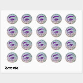 Eyelash Logo naam Holograaf Dank Monogram VIolet Ronde Sticker (Vel)