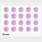 Eyelash Logo naam Holograaf: Monogram roze Ronde Sticker (Vel)
