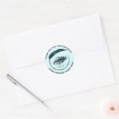 Eyelash-Logo NaamDank Glitter Blauwgroen Wit Blauw Ronde Sticker (Envelop)