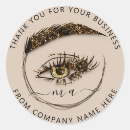 Eyelash Logo Name Holograaf bedankt bruin goud Ronde Sticker