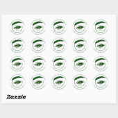 Eyelash Logo Name Holograaf bedankt Glitter Green Ronde Sticker (Vel)