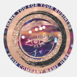 Eyelash Logo Name Holograaf Dank Monogram Classy Ronde Sticker