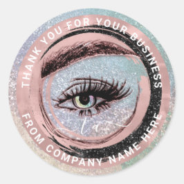 Eyelash Logo Name Holograaf Dank Monogram Makeup Ronde Sticker