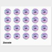 Eyelash Logo Name Holograaf Dank Monogram Paars Ronde Sticker (Vel)