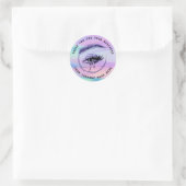 Eyelash Logo Name Holograaf Dank Monogram Paars Ronde Sticker (Tas)