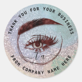 Eyelash Logo Name Holograaf: Monogram Brown Ronde Sticker