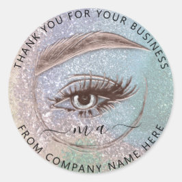 Eyelash Logo Name Holograph Bedankt Glitter MUA Ronde Sticker