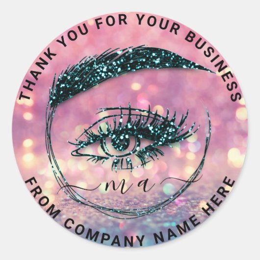 Eyelash Logo NameDank Glitter Holografen Ronde Sticker (Voorkant)