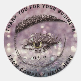 Eyelash Logo NameDankjewel Glitter Glitter Glitter Ronde Sticker