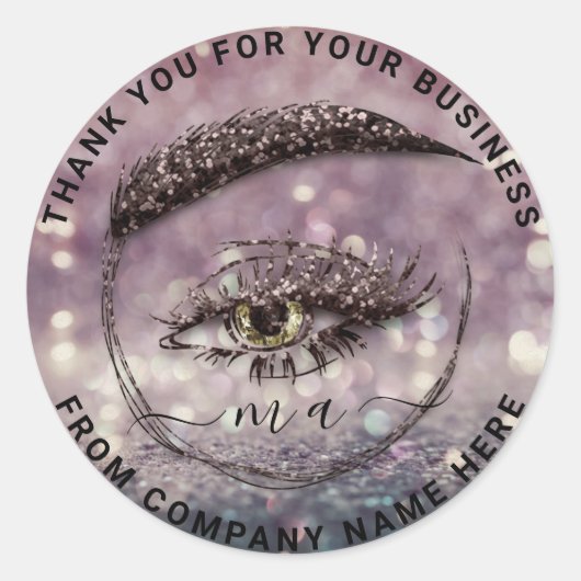 Eyelash Logo NameDankjewel Glitter Glitter Glitter Ronde Sticker (Voorkant)