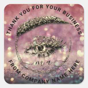 Eyelash-LogoDank Glitter Gold Glam Vierkante Sticker