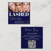 Eyelash Make-up Artist Blue Beauty Salon QR-code Vierkante Visitekaartje (Voorkant / Achterkant)