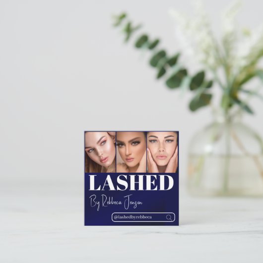 Eyelash Make-up Artist Blue Beauty Salon QR-code Vierkante Visitekaartje (Staand voorkant)