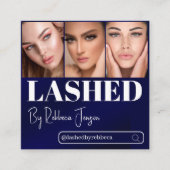 Eyelash Make-up Artist Blue Beauty Salon QR-code Vierkante Visitekaartje (Voorkant)