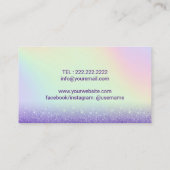 Eyelash Makeup Artiest Paars Glitter Holographic Visitekaartje (Achterkant)