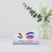 Eyelash Makeup Artiest Paars Glitter Holographic Visitekaartje (Staand voorkant)