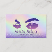 Eyelash Makeup Artiest Paars Glitter Holographic Visitekaartje (Voorkant)
