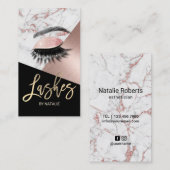 Eyelash Makeup Artiest Roos Gold Marble Salon Visitekaartje (Voorkant / Achterkant)
