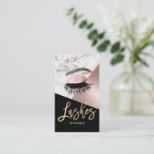 Eyelash Makeup Artiest Roos Gold Marble Salon Visitekaartje (Staand voorkant)
