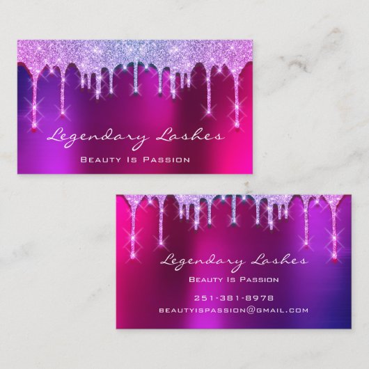 Eyelash Makeup Artist Holograaf schrijft roze Berr Visitekaartje (Voorkant / Achterkant)