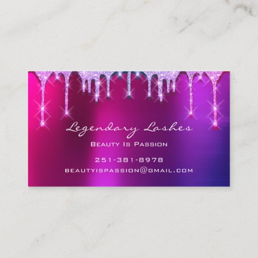 Eyelash Makeup Artist Holograaf schrijft roze Berr Visitekaartje (Achterkant)